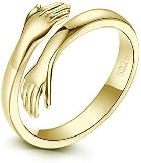 Adjustable Sterling Silver Hug Ring by GULICX - Vintage Style Unisex Ring for Arthritic Fingers - Hypoallergenic, Nickel-Free Wedding Bands for Couples