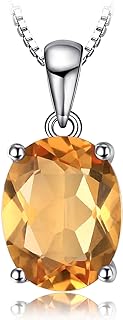JewelryPalace Natural Gemstone Garnet Peridot Amethyst Citrine Blue Topaz Birthstone Solitaire Pendant Necklace Jewelry Set, 14k Gold Plated 925 Sterling Silver Necklaces for Women, 18 Inch Box chain