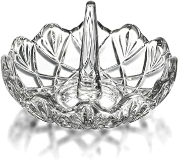 H&D HYALINE & DORA Clear Crystal Wedding Ring Holder in Modern Design with Wavy Shape - Elegant Jewelry Dish Gift for Women