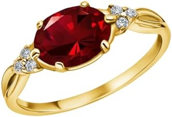 14K/18K White Gold Promise Engagement Ring with Lab-Created Ruby and Moissanite for Women, Oval Design