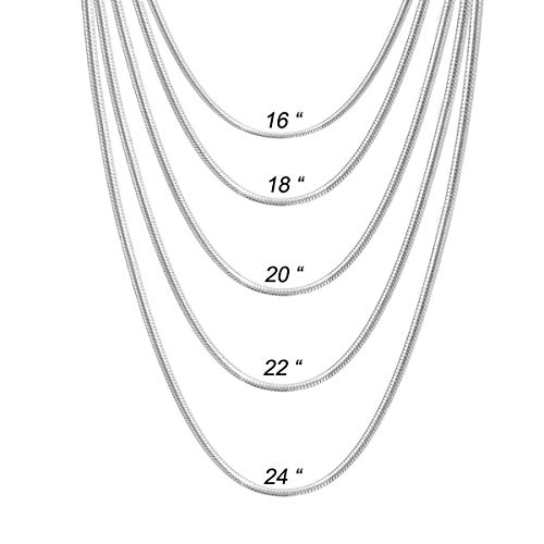 3PCS/5PCS 925 Sterling Silver Snake Chains Necklaces 16" 18" 20" 22" 24" 26" 28" 30" ( multi-color ,5pcs 18 inch) (5pcs 22 inch, multi-color)