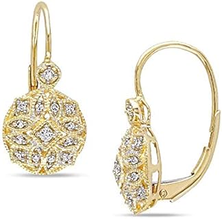 0.20 CT Round Cut Created Diamond Vintage Drop Earrings 14K Yellow Gold Finish
