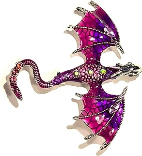2.75" Dragon Brooch Enamel & Rhinestone Flying Wyvern Animal Necklace Badge Pin Art Fashion Decor Jewellery Jewelry Gift + Marvelous Gift Box
