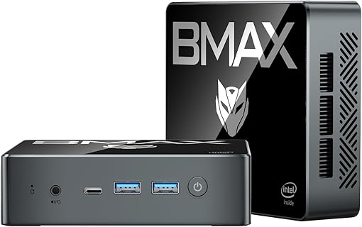 BMAX Mini PC N100 - Kompakter und leistungsstarker Desktop-Computer mit 16GB DDR4 RAM und 512GB SSD, ideal für Business und Multimedia-Nutzung, unterstützt 4K 60Hz Dual HDMI