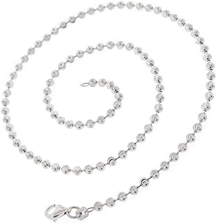 Unisex Designer Men Women Silver Finish Skinny 3mm 4mm Moon Cut Bead Ball Chain Rhodium Mooncut Necklace Lobster Claw Clasp 16-36 inch
