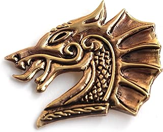 Bronze Norse Irish Dragon Brooches 2in1 Pendant, Clothes Fasteners - Cloak/Scarf/Shawl Pin, Nordic Vintage Jewelry (Brooch&Pendant)
