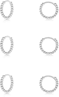 Silver Hoop Earrings- Cartilage Endless Small Hoop Earrings Set for Women Men Girls, 3 Pairs of Hypoallergenic 925 Sterling Silver Post Tragus Earrings (8/10/12mm)