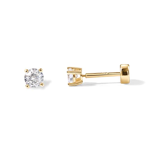 14K Gold Plated Solid 925 Sterling Silver Post Cubic Zirconia Stud Flat Back Earrings for Women | Cartilage Earring | Helix Piercing Jewelry | Small Stud Earrings for Women