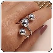 Chunky Gold Rings for Women Adjustable Silver Bold Thick Rings Gold Statement Rings Open Dome Ring Chunky Silver Rings for Women Minimalist Simple Rings ｜ 5styles