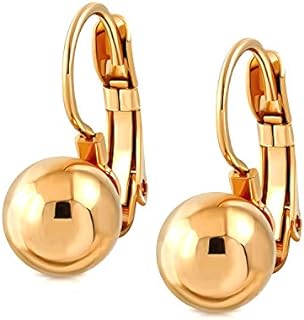 Gold Ball Drop Earrings for Women with Lever Back, Stainless Steel Round Dangle Design by 555Jewelry - Hypoallergenic, Versatile & Gift-Worthy