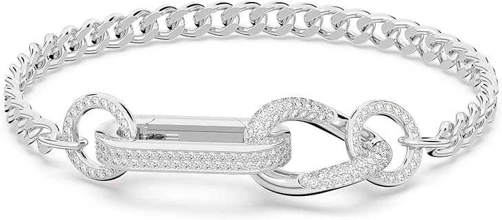 Swarovski Dextera Armband mit Kristallen und rhodiniertem Glanz, 15.5 cm lang, Pavé-Technik und Karabinerverschluss, ideal für elegante Damen