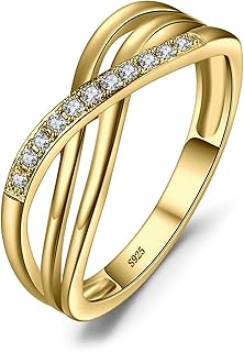 JewelryPalace Bague de Fiançailles Originale en Argent 925 Plaqué Or avec Zircone Cubique Taille 47, Cadeau Idéal pour Femme, Parfaite pour Toutes Occasions