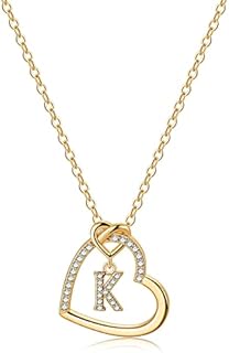 Elegant Anoup Dainty Crystal Necklace with Cable Chain and Lobster Clasp for Women & Teen Girls, Heart Design with Cubic Zirconia Gem