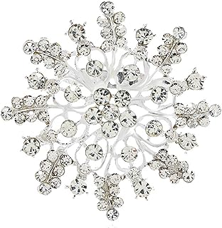 Vintage Crystal Snowflake Brooch Pin with Pin Clasp, Elegant Rhinestone and Alloy Gem Embellishment, Ideal Gift for Women and Girls, Inspired by Floral Design
