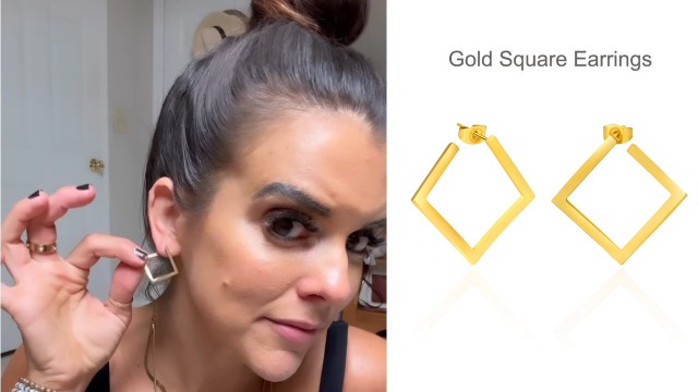 Chunky Gold Hoop Earrings for Women 18K Gold Paperclip Oval Hoop Earrings Gold Square Hoops Small Chunky Earrings Gold Jewelry Gift