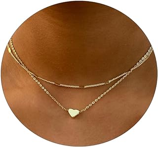 Women's Adorable Love Heart Pendant Necklace with Stylish Bar Chain - 14K Gold Plated Brass - Perfect for Valentine's Day, Birthdays, Anniversaries & Christmas Gifts
