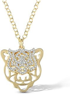 Lobster Claw Clasp Gold-Tone Tiger Pendant Necklace with Acrylic Gemstones for Women, Jessica Simpson Design - Double Tiger, Cable Chain