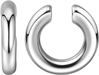 Ear Cuffs for Women,Ear Cuff, Chunky Huggie Hoop Earrings,Cartilage Upper Non Piercing,14k Gold and Silver Set 2pcs