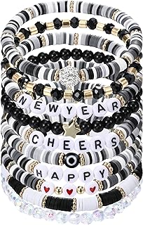 Happy New Year Beaded Bracelets Traditional Spring Festival Bracelets Charms Stretch Bracelets Bulk New Year Jewelry for Women Friendship New Year Party Gifts