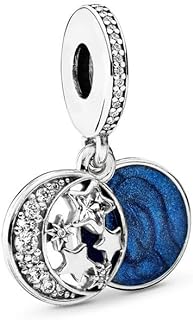 MiniJewelry Vintage Moon Blue Sky Star Dangle Charm for Bracelets Engraved I Love You to The Moon and Back