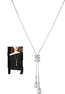 Cathercing Spiral Pearl Pendant Long Necklace for Women Sweater Chain Statement Necklace Choker Adjustable Elegant Jewelry Crystal Accessories Dressy Collocation Winter Evening Party Wedding