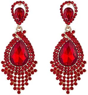 Long Full Rhinestone Teardrop Crystal Dangle Chandelier Drop Earrings Fashion Jewelry