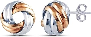 Charmsy 925 Sterling Silver Love Knot Stud Earrings for Women and Teens | Italian Design Lightweight Diamond-Cut Stud Earring