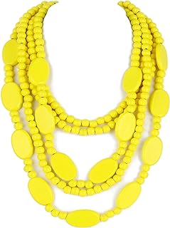 Statement Necklaces for Women, 3 Layer Long Link Chain Necklace Acrylic Beaded Necklace, Chunky Necklace Handmade Girls Party Costume Jewelry Gift¡­