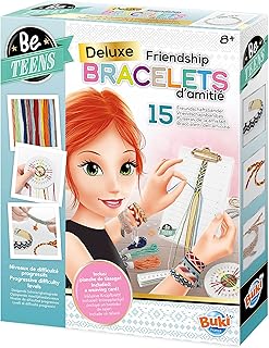 Buki France Bracelet de l'amitié Deluxe avec Perles et Fils Multicolores, Tissages Évolutifs et Planche de Travail Fournie. Idéal pour les Enfants à partir de 8 ans