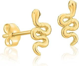 Solid Gold 14k Tiny Snake Stud Earrings