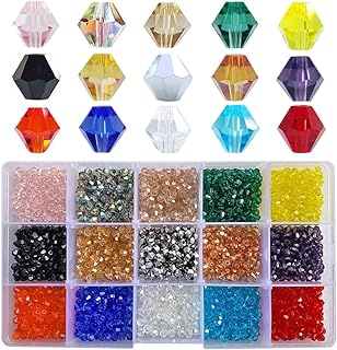 Chengmu 4mm Glass Spacer Beads, Bicone Crystal, 2250pcs, for DIY Bracelets & Necklaces, Hexagonal/Round Shape in Stylish 1811New Shade