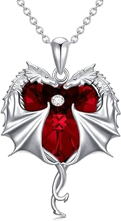 AOBOCO 925 Sterling Silver Dragon Necklace for Women Girls, Made with Austrian Crystal