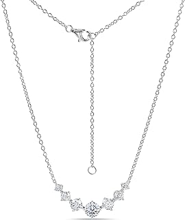 Women's 2.8 Carat Moissanite Pendant Sterling Silver Necklace with Lobster Clasp, Adjustable Cable Chain, Artistic Smile Design, Hypoallergenic Bridal Jewelry Gift for Her