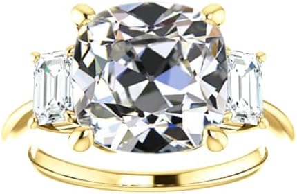 1 CT Old MIne Cushion Cut Moissanite Diamond Handmade Engagement Rings Sterling Silver Solitaire Bridal Wedding Ring for Women, Anniversary Ring Gifts, White