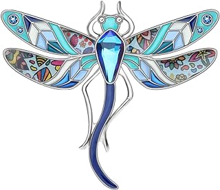 Enamel Alloy Crystal Rhinestone Colorful Dragonfly Brooch Lapel Pin Spring Summer Scarf Clothes Decoration Fashion Jewelry for Women Girls Kids Charm Gifts