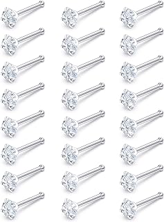 18G 20G Straight Nose Rings Stud Surgical Stainless Steel Nose Studs Cute nose Ring stud，20 gauge 18 gauge Nose piercing jewelry for women men Body Piercing jewelry 1.5mm 2mm 2.5mm 3mm