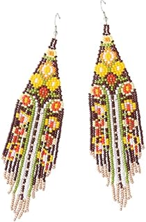 Long Beaded Tassel Earrings – Bohemian Flower Fringe Drop Earrings, Seed Bead Tribal Dangle Earrings, Pendientes De Borla for Women, Girls, Sister, Lover, Party