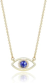 KISSPAT 14K Gold Dainty Evil Eye Necklace for Women | Gemstone Necklace | Real Crystal Necklace for Women
