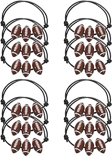 PATIKIL 15x9mm Rugby Football Charm Bracelets, 12Pcs Sports Beads Bracelet Inspirational Wristbands for Teen Adults Sport Theme Party, Brown