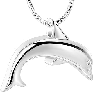 Dolphin Pendant Ash Holder Necklace with 316L Stainless Steel Chain, Memorial Keepsake Cremation Jewelry for Loved Ones, Unique Design + Fill Kit Included
