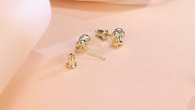 14K Gold Plated Love Knot Earrings for Women and Girls Gold Stud Earrings Hypoallergenic Earrings for Men