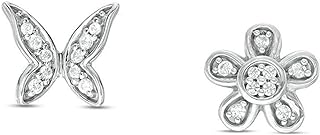 0.08 To 1 Carat Diamond Stud Earrings in Sterling Silver (I-J/I2-I3) Hoop Stud Flower Stud Butterfly Stud Earrings