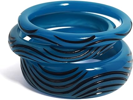 Lambent Mettle - Blue Colored Resin | Acrylic Bangle Bracelet for Women (Inner Diameter: 66 MM)