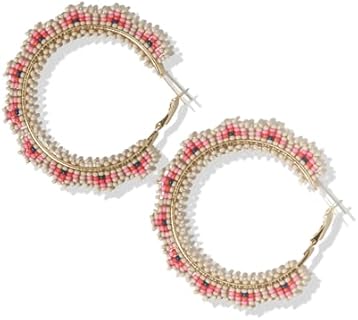 INK+ALLOY Large Beaded Boho Hoop Earrings for Women, Eve Seed Bead Crochet Hoops, Handmade Jewelry for the Modern Bohemian, 2.5-Inch
