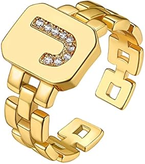 GOLDCHIC JEWELRY Adjustable Initial Statement Ring for Men and Women, Eco-friendly 18K Gold Plated Copper, Perfect for Parties and Special Events