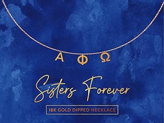 Alpha Phi Omega Gold Plated Necklace with Cable Chain - Stainless Steel Sorority Pendant Necklace for Women - Ideal APO Sorority Gifts
