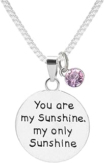 Birthstone Crystals Necklace,You are my Sunshine my only Sunshine Necklace 18" chain