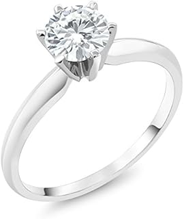 14K White Gold Clasp, Kingdom Hearts Engagement Ring, Moissanite Gem, for Women, Round Design, Forever Classic Solitaire from Charles & Colvard (0.80 Cttw, 6MM) Available in sizes 5,6,7,8,9
