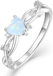 YL 925 Sterling Silver Engagement Rings Heart Cut 5MM Gemstone Infinity Band Leaf Jewelry for Women