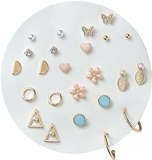 Aboutdaisy 12 Pairs Acrylic Stud Set Earrings for Women, Diverse Colorful Hypoallergenic Fashion Jewelry for Special Moments Christmas Valentines Mother's day Gift